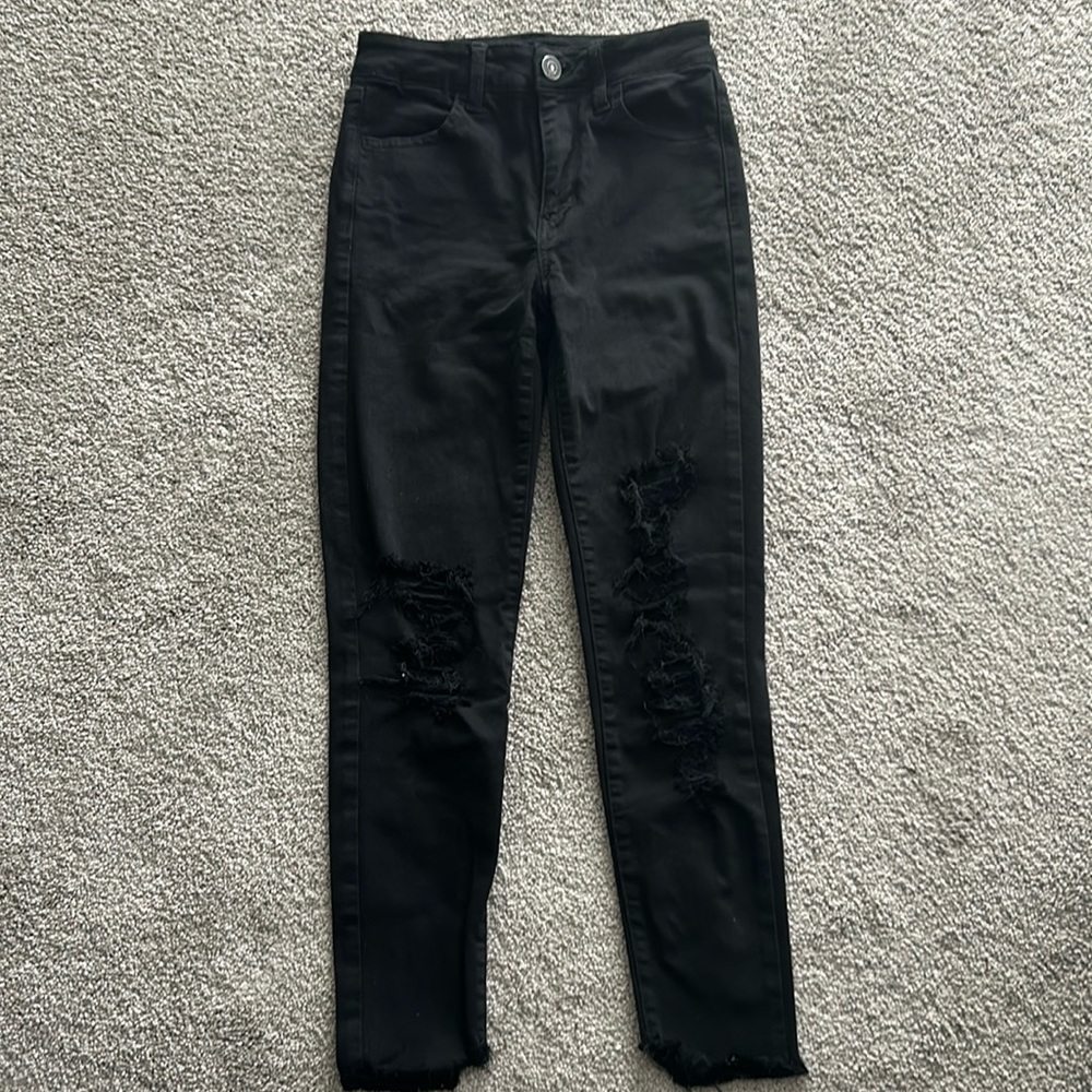 American Eagle Black Destroyed Jeggings